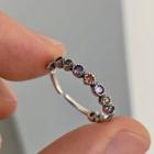 Rhinestone Sterling Silver Open Ring J3003 - Silver - One Size