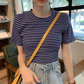 Short-sleeve Striped Tie-back T-shirt