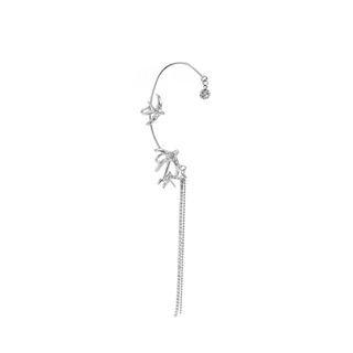 Bird Rhinestone Alloy Cuff Earring 2608 - 1 Pc - Silver - One Size