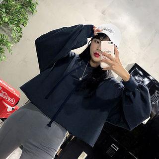 Letter-print Boxy Cropped Hoodie