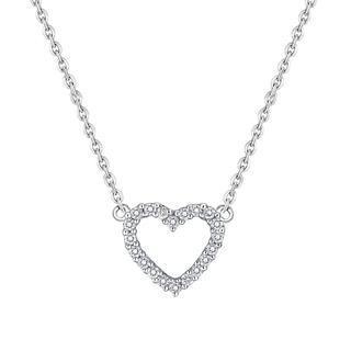 18k White Gold Heart Shape Diamond Accents Necklace (0.15cttw)