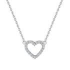 18k White Gold Heart Shape Diamond Accents Necklace (0.15cttw)