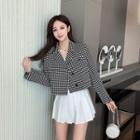 Cropped Single-breasted Houndstooth Blazer