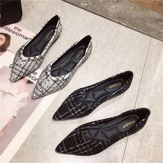 Embellished Plaid Pointed Flats