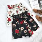 Floral Print Shorts With Sash