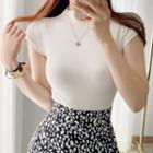 Mock-neck Cap Sleeve Top