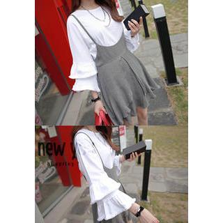 Round-neck Frill-sleeve Top