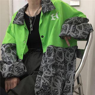 Embroidered Two-tone Jacket As Shown In Figure - One Size