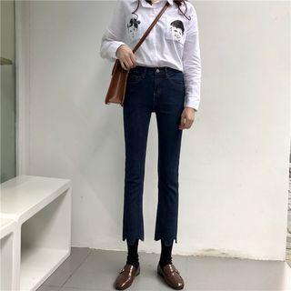 Scalloped Hem High-waist Slim-fit Jeans