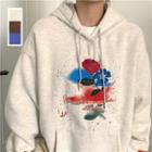 Rose Print Loose-fit Hoodie
