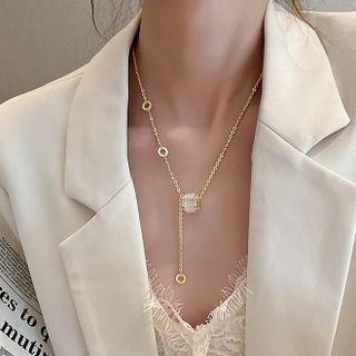 Faux Cat Eye Stone Pendant Alloy Necklace