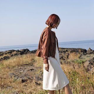Epaulet Band-waist Sudette Jacket