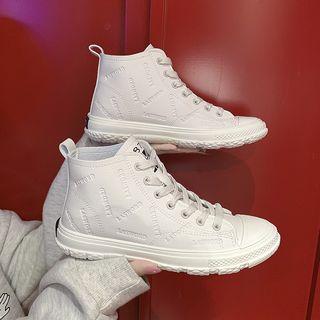 Lettering Faux Leather High Top Sneakers