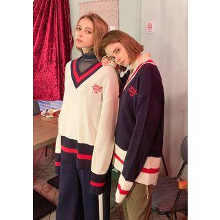 Strawberry Milk V-neck Ringer Sweater