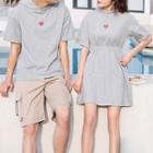 Couple Matching Short-sleeve Hoodie / Short-sleeve Mini Hoodie Dress