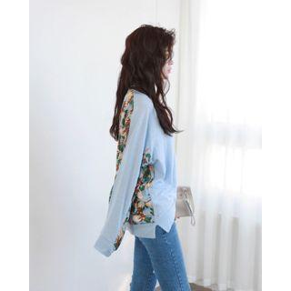 Floral-back Linen Blend Pullover