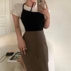 Halter Camisole / Plain Midi Skirt