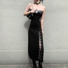 Leopard Print Chain Accent Slim-fit Tube Dress