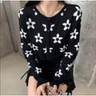 Floral Cardigan White Floral - Black - One Size