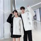 Couple Matching Two-tone Cartoon Print Sweater