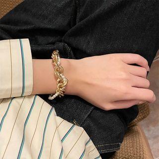 Faux Pearl Chunky Chain Necklace Gold - One Size