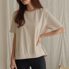Round-neck Chiffon-panel T-shirt