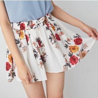 Ruffle Floral Print Chiffon Skort