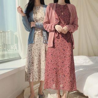 Floral Print Ruffled Chiffon Dress
