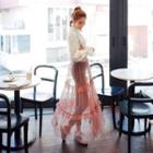 Spaghetti-strap Dotted Sheer Dress