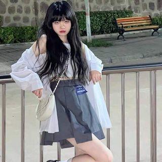Plain Shirt / Lettering Tank Top / Mini A-line Skirt