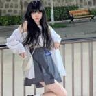 Plain Shirt / Lettering Tank Top / Mini A-line Skirt