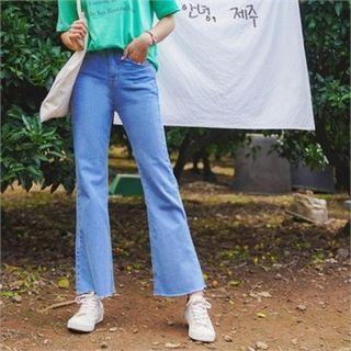Washed Wide-leg Jeans Light Blue - M