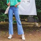 Washed Wide-leg Jeans Light Blue - M