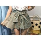Inset Shorts Tie-waist Mini Skirt