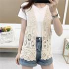 Crochet Knit Vest Almond - One Size