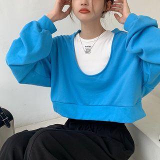Sleeveless Lettering Top / Cropped Sweatshirt