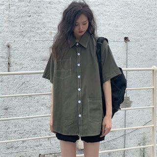 Elbow-sleeve Pocketed Shirt / Skirt
