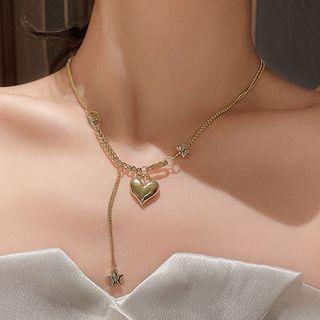 Heart Chain Necklace Necklace - Gold - One Size