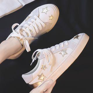 Star Applique Faux Leather Sneakers