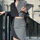 Set: Two Tone Double Breasted Blazer + Mini Skirt