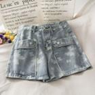 Relaxed Butterfly-print Denim Shorts