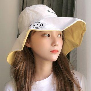 Smiley Wide Brim Bucket Hat