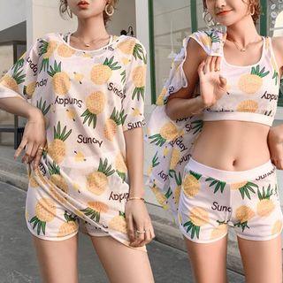 Set: Printed Tankini + Elbow-sleeve T-shirt
