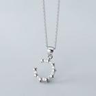 925 Sterling Silver Rhinestone Moon Pendant Necklace S925 Silver - Silver - One Size