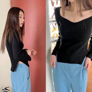 Bell-sleeve Sweetheart Top