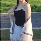 Lace Trim Cami Top / Fringed Shawl