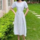 Short-sleeve Plaid Slim-fit Dress