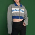 Lettering Cropped Zip Jacket