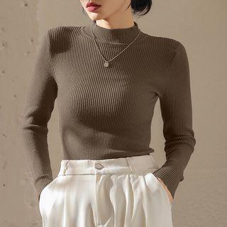 Mock-neck Plain Knit Top / Set Of 2
