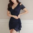 Cold Shoulder Short-sleeve Sheath Lace Dress